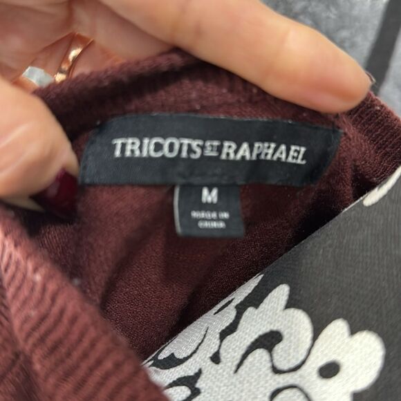 Tricots st Raphael Men's V-Neck Sweater Burgundy Medium Pullover - Picture 3 of 6